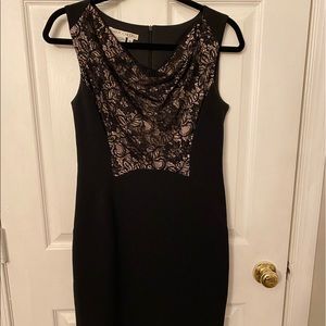 Maggie London Black Lace Drape Dress